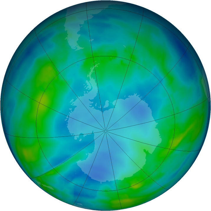 Antarctic ozone map for 10 May 2013